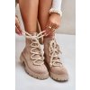 Zateplené boty z z eko semišue na zip světlobéžové Caellita (Veľkosť 38)