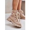 Zateplené boty z z eko semišue na zip světlobéžové Caellita (Veľkosť 38)