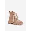 Zateplené boty z z eko semišue na zip světlobéžové Caellita (Veľkosť 38)
