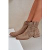 Dámské perforované botky na nízkém podpatku béžové Neliawen (Veľkosť 36)