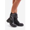 Lakované Zateplené Boty Pracovní Se Zdobením Černé Kelilea (Veľkosť 37)