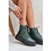 Zazoo 60472 Kožené Boty Na Platformě A Klínu Tmavě Zelené (Veľkosť 37)