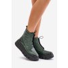 Zazoo 60472 Kožené Boty Na Platformě A Klínu Tmavě Zelené (Veľkosť 37)