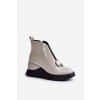 Lakovane Boty Na Klínu Zateplené D&A MR880-136 Světle šedé (Veľkosť 36)