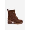 Členkové topánky na podpätku  hnedé kód obuvi KE225P GREEN (Veľkosť 37)