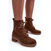 Členkové topánky na podpätku  hnedé kód obuvi KE225P GREEN (Veľkosť 37)
