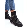 Kožené Černé Botky Workery S Řetízkem Gennee (Veľkosť 36)