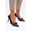 Lakované lodičky s mašľou čierne janisse / 2814 BLACK (Veľkosť 37)