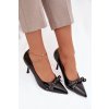 Lakované lodičky s mašľou čierne janisse / 2814 BLACK (Veľkosť 37)