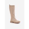 Šnerovací čižmy s elastickým svrškem čierne vamilena / 68129 BEIGE (Veľkosť 38)