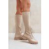 Šnerovací čižmy s elastickým svrškem čierne vamilena / 68129 BEIGE (Veľkosť 38)