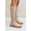Šnerovací čižmy s elastickým svrškem čierne vamilena / 68129 BEIGE (Veľkosť 38)