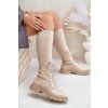 Šnerovací čižmy s elastickým svrškem čierne vamilena / 68129 BEIGE (Veľkosť 38)