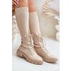 Šnerovací čižmy s elastickým svrškem čierne vamilena / 68129 BEIGE (Veľkosť 36)