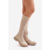 Šnerovací čižmy s elastickým svrškem čierne vamilena / 68129 BEIGE (Veľkosť 38)