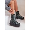 Kožené Botky Workery Na Platformě A Klínu Maciejka 06676-09 Zelené (Veľkosť 36)