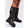 Kožené Dámske čižmy s prackami zateplené big star oo274a180 čierne / (Veľkosť 38)