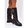 Kožené Dámske čižmy s prackami zateplené big star oo274a180 čierne / (Veľkosť 38)