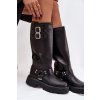 Kožené Dámske čižmy s prackami zateplené big star oo274a180 čierne / (Veľkosť 38)