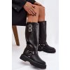 Kožené Dámske čižmy s prackami zateplené big star oo274a180 čierne / (Veľkosť 38)