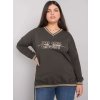 Dámska blúzka plus size tmavo-zelená RV-BZ-7157.87P (Farba Tmavá-khaki, Veľkosť ONE SIZE)