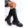 Dámske čižmy se šnurovaním a elastickým svrškem čierne virxinia / RXJ208 BLACK (Veľkosť 36)