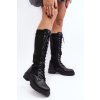 Dámske čižmy se šnurovaním a elastickým svrškem čierne virxinia / RXJ208 BLACK (Veľkosť 36)