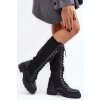 Dámske čižmy se šnurovaním a elastickým svrškem čierne virxinia / RXJ208 BLACK (Veľkosť 36)