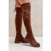 Kozačky Po Kolena Na Plochém Podpatku Z z eko semišue Hnědé Arkelia (Veľkosť 36)