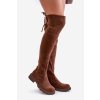 Kozačky Po Kolena Na Plochém Podpatku Z z eko semišue Hnědé Arkelia (Veľkosť 36)