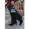 Zmačkané čižmy na ihlovom podpätku z ekzem z velúruu zateplené čierne mavella / CLS-607 BLACK (Veľkosť 37)