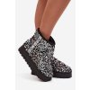 Dámské sněhule na platformě zdobené flitry černo-stříbrné Silmo (Veľkosť 36)