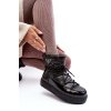 Dámske snehule na platforme s mašľou čierne fleure / NB606 BLACK (Veľkosť 36)