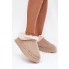 Dámske snehule na platforme s kožušinkou a prešívanéi svetlo béžove arelina / 25826 BEIGE (Veľkosť 37)