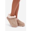 Dámske snehule na platforme s kožušinkou a prešívanéi svetlo béžove arelina / 25826 BEIGE (Veľkosť 37)