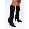 Dámske čižmy na podpätku cowboye z eco semišu čierne belonia / 1138 BLACK (Veľkosť 36)