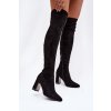 Dámske  čižmy z eko semišu nad koleno čierne Thamine / 168-533 BLACK (Veľkosť 41)
