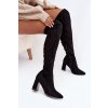 Dámske  čižmy z eko semišu nad koleno čierne Thamine / 168-533 BLACK (Veľkosť 41)