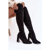 Dámske  čižmy z eko semišu nad koleno čierne Thamine / 168-533 BLACK (Veľkosť 41)