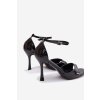 Lakované Sandále na vysokom podpätku čierne revella / LOLA5266 BLACK (Veľkosť 37)