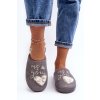 Lesklé Dámske papuče šedé geraja / MD6003 GREY (Veľkosť 36)