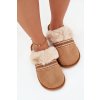 Dámske papuče s kožušinou a výšivkou camel devianne / WIS255224-0 BROWN (Veľkosť 36.5)