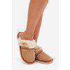 Dámske papuče s kožušinou a výšivkou camel devianne / WIS255224-0 BROWN (Veľkosť 36.5)