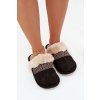 Dámske papuče s kožušinou a výšivkou čierne devianne / WIS255224-0 BLACK (Veľkosť 36.5)