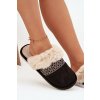 Dámske papuče s kožušinou a výšivkou čierne devianne / WIS255224-0 BLACK (Veľkosť 36.5)