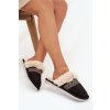 Dámske papuče s kožušinou a výšivkou čierne devianne / WIS255224-0 BLACK (Veľkosť 36.5)