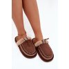 Dámske papuče s kožušinou a výšivkou hnedé perivelle / 608 D.BROWN (Veľkosť 36)