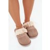 Dámske papuče s kožušinou a výšivkou khaki devianne / WIS255224-0 KHAKI (Veľkosť 36.5)