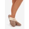 Dámske papuče s kožušinou a výšivkou khaki devianne / WIS255224-0 KHAKI (Veľkosť 36.5)