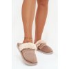 Dámske papuče s kožušinou a výšivkou khaki devianne / WIS255224-0 KHAKI (Veľkosť 36.5)